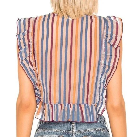 Tularosa Yaya Striped Ruffle Crop Top - Medium - NWT - Picture 3 of 3